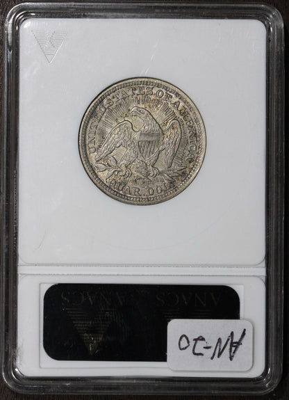 1853/4 (AU55) Seated Liberty Quarter with Arrows and Rays 25C ANACS Soapbox