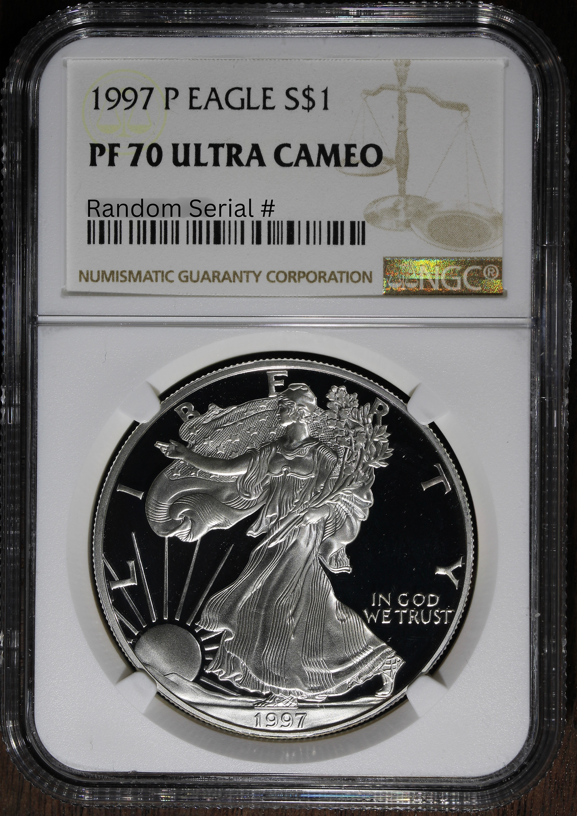 1997-P (PF70 Ultra Cameo) Proof American Silver Eagle $1 ASE NGC
