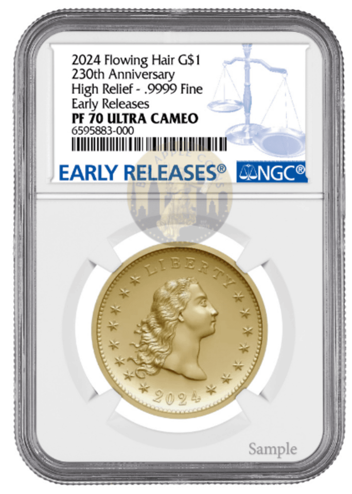 2024 (PF70) Flowing Hair $1 Gold Coin-230 Anniversary-Early Release ER NGC