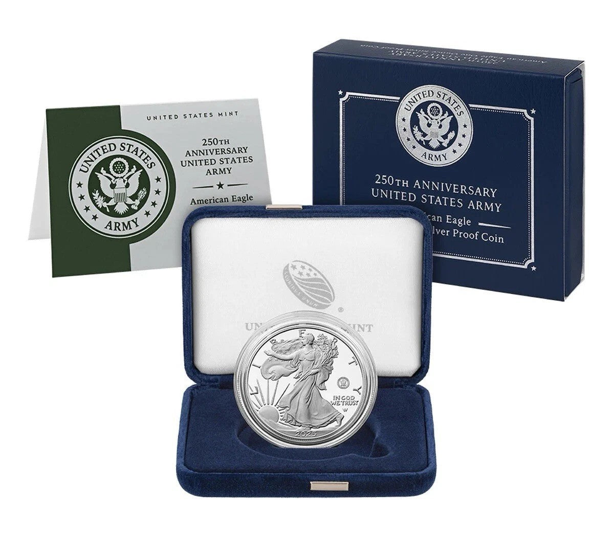 2025-W Army Privy American Silver Eagle $1 ASE OGP and COA - 250th Anniversary