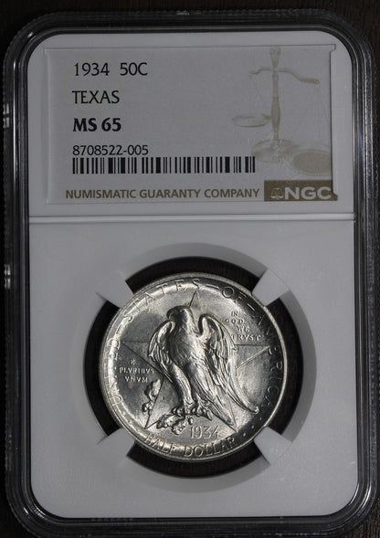 1934 (MS65) Texas Commemorative Silver Half Dollar 50C NGC
