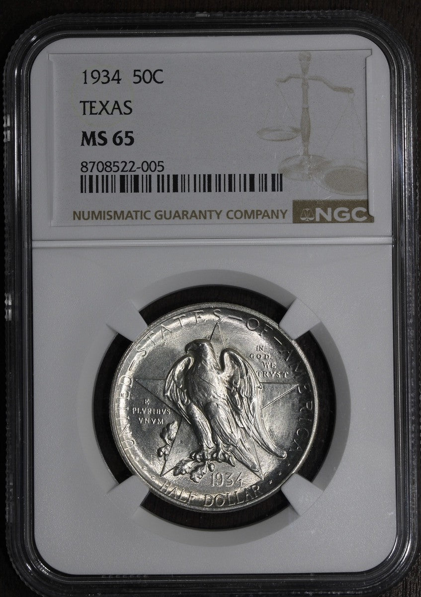 1934 (MS65) Texas Commemorative Silver Half Dollar 50C NGC