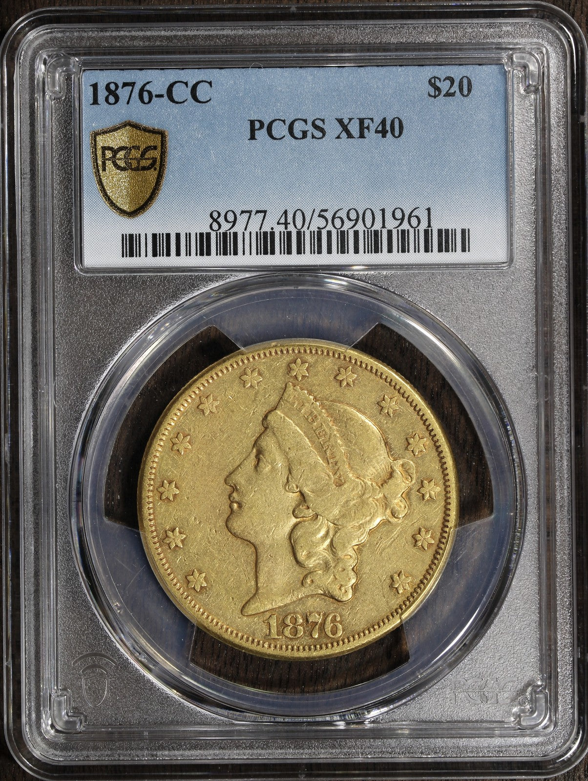 1876-CC (XF40) Liberty Head Gold Double Eagle $20 PCGS - Carson City Gold