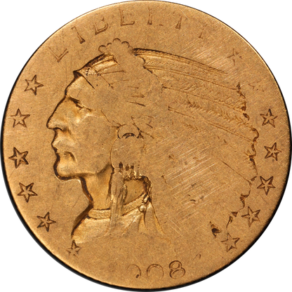 1908 (FR02) Indian Gold $2.50 Quarter Eagle PCGS - Lowball!! Fair 2, almost Poor