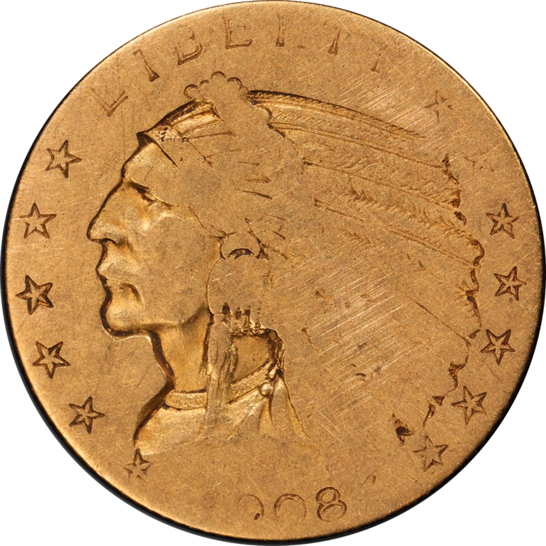 1908 (FR02) Indian Gold $2.50 Quarter Eagle PCGS - Lowball!! Fair 2, almost Poor