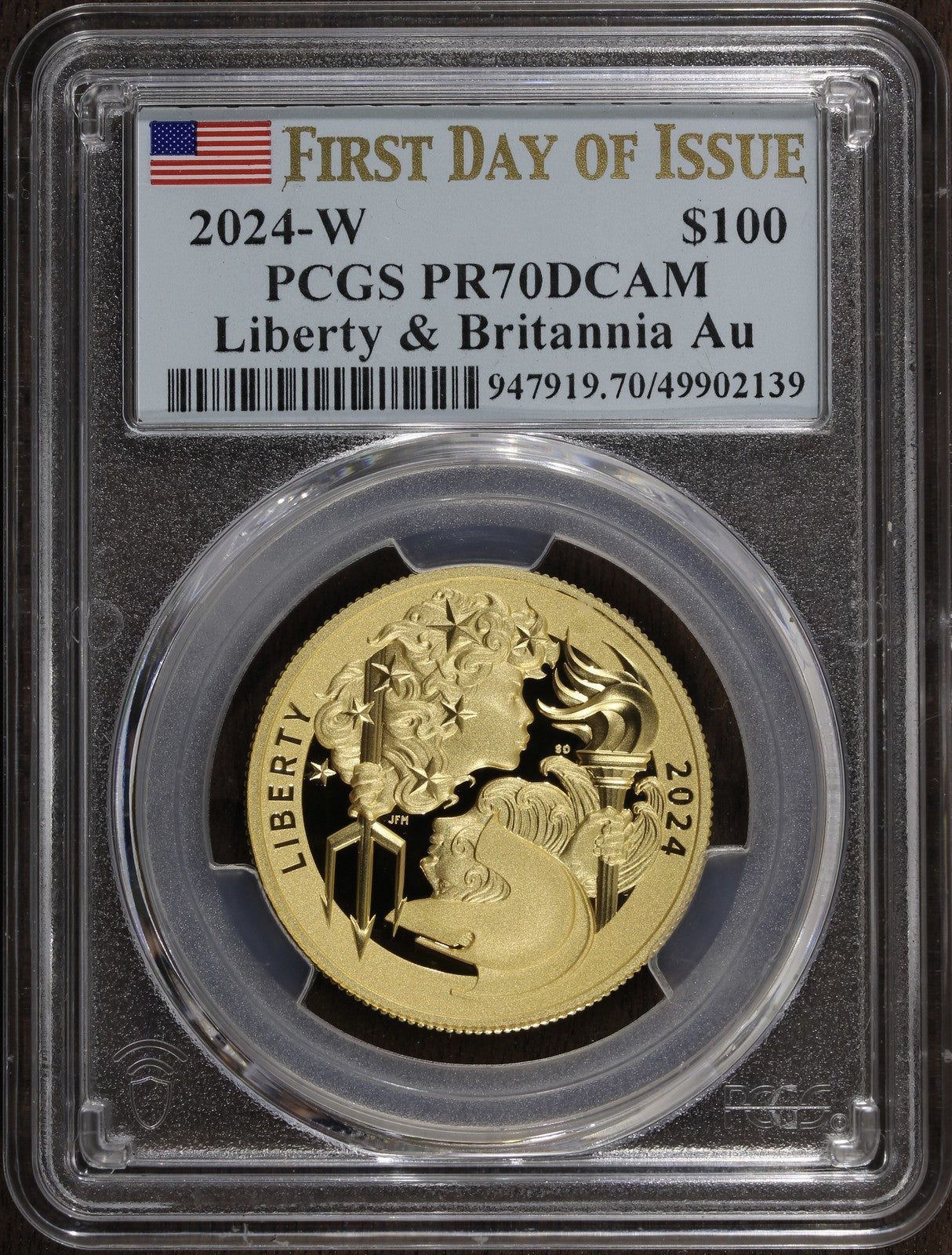 2024-P and 2024-W (PR70) 2 Coin Gold and Silver Liberty Britannia Set $100 PCGS