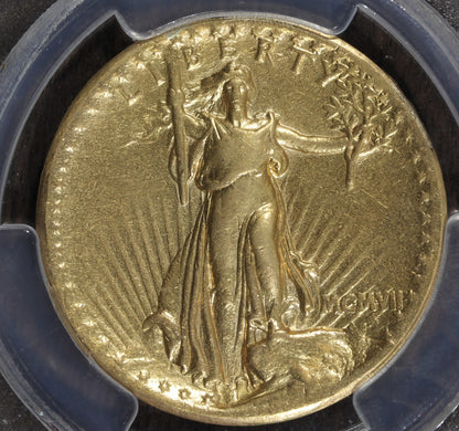 1907 (VF Detail) High Relief Saint St. Gaudens Double Eagle $20 PCGS - Wire Edge