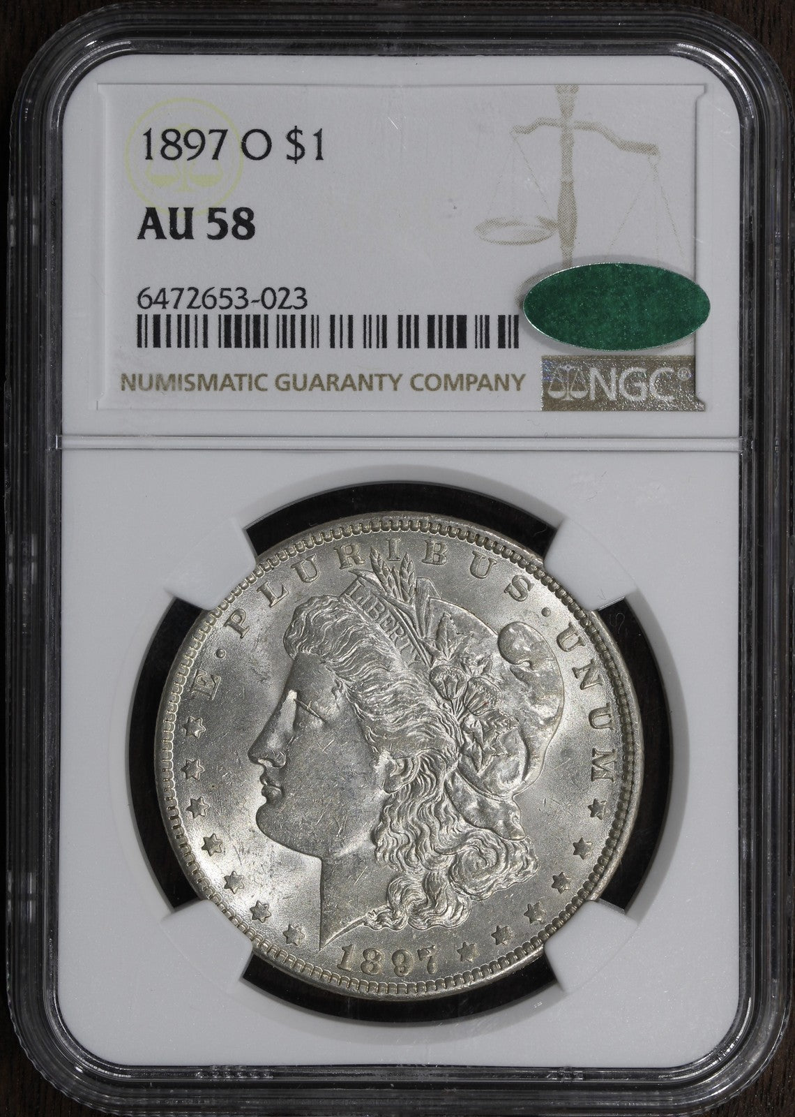 1897-O (AU58 CAC) Morgan Silver Dollar $1 PCGS - Better Date
