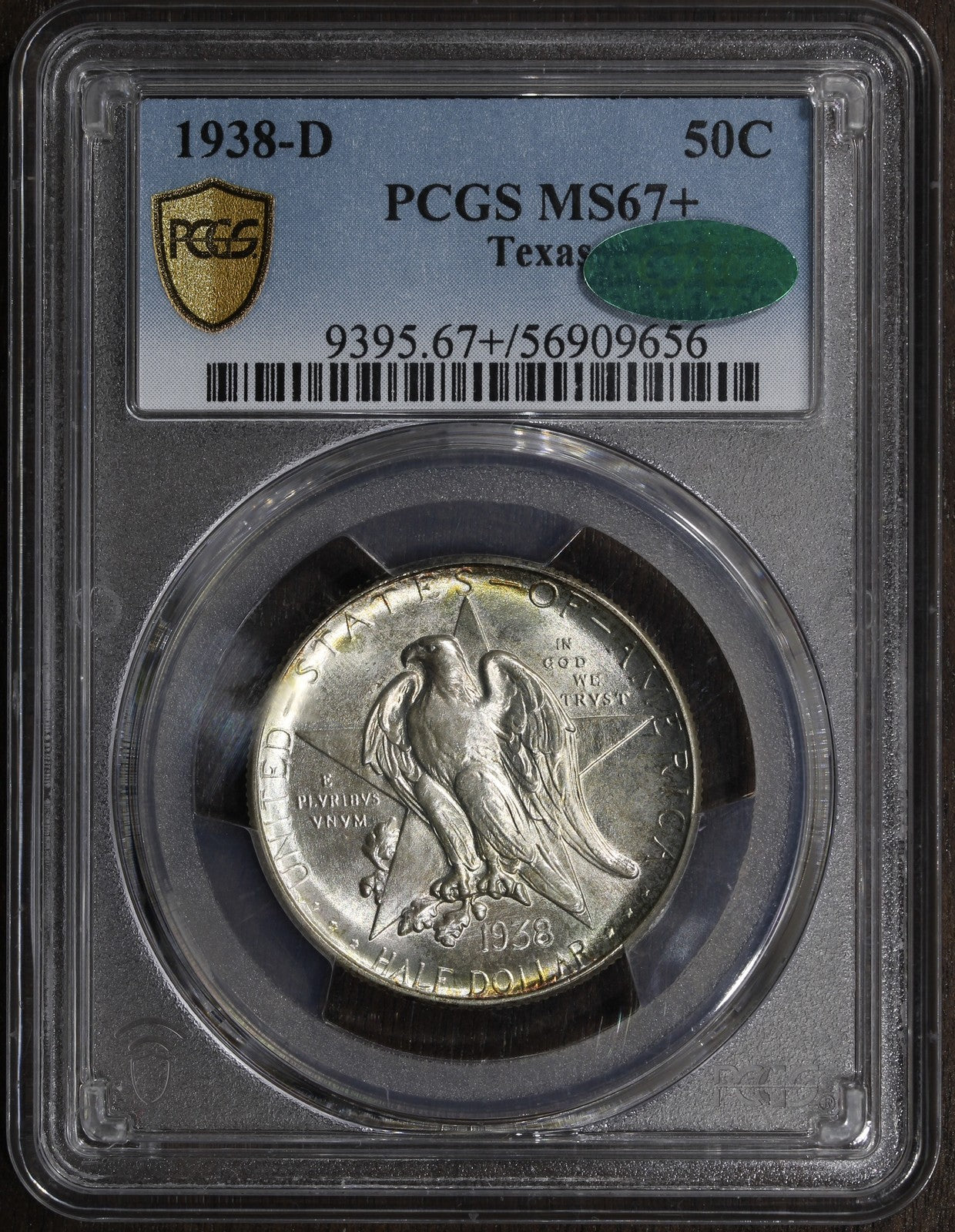 1938-D (MS67+ CAC) Texas Commemorative Half Dollar 50C PCGS - PLUS
