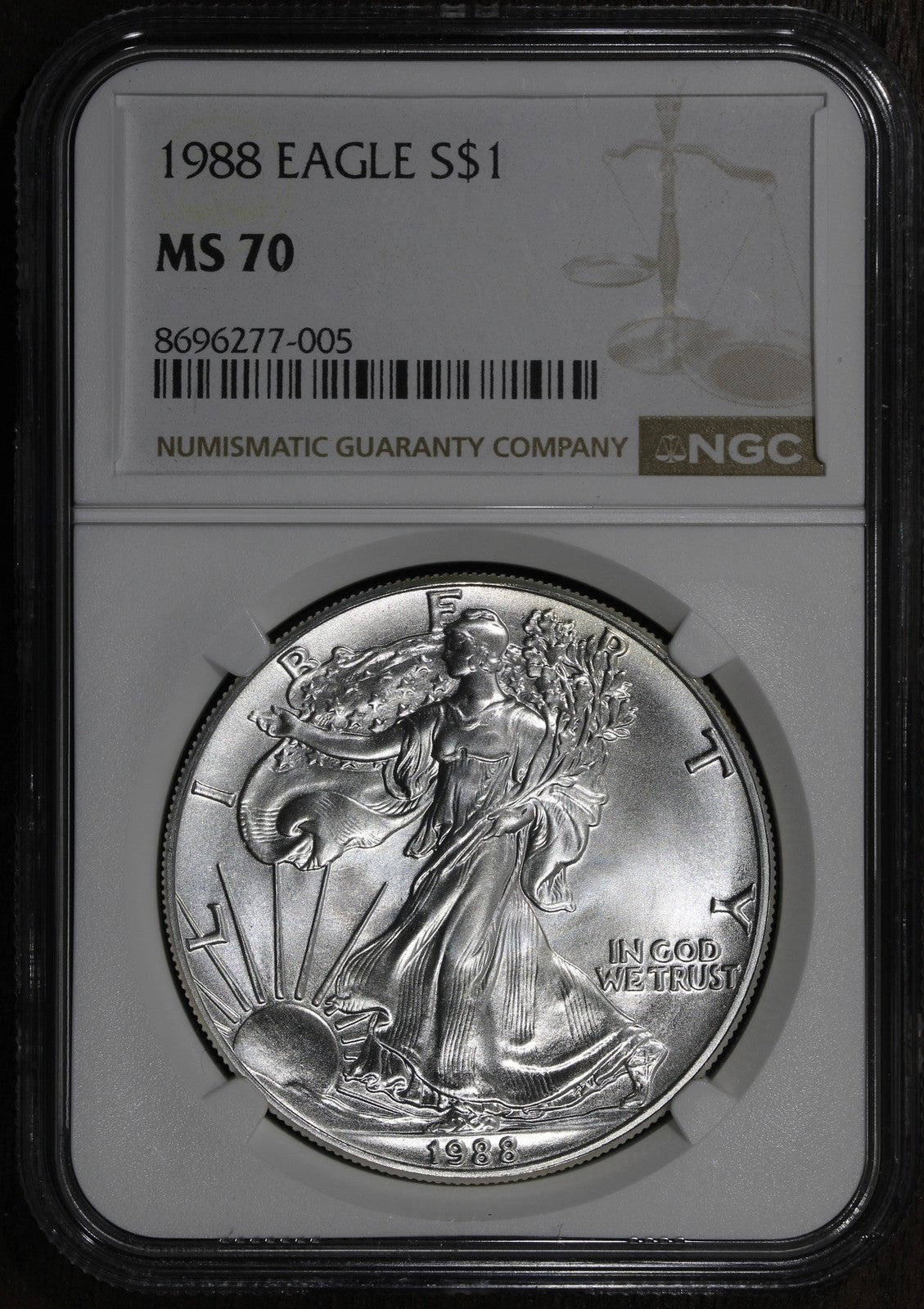 1988 (MS70) American Silver Eagle $1 ASE NGC - Flawless 70!