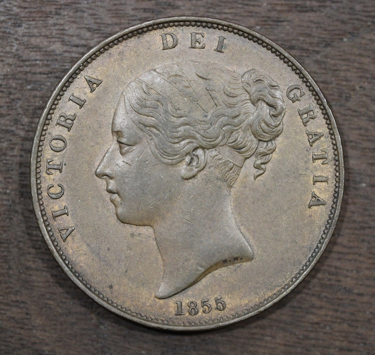 1855 United Kingdom Queen Victoria Penny - Great Condition