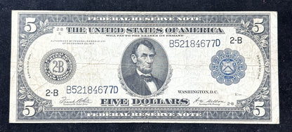 1914 $5 Federal Reserve Note - Low Grade