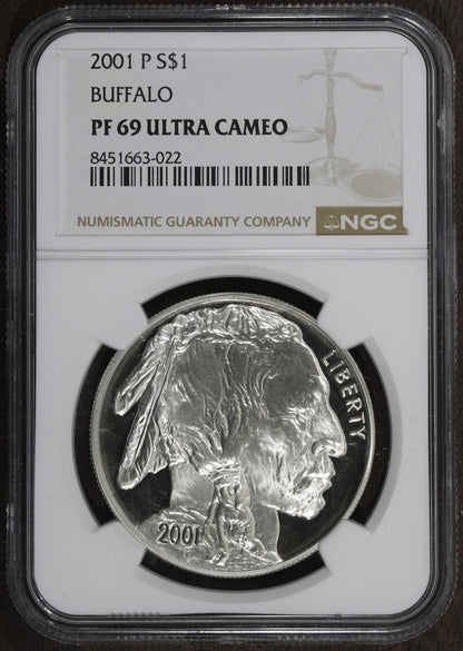 2001-P (PF69) Proof Buffalo Silver Dollar $1 NGC