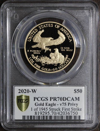 2020-W (PR70 DCAM) V75 American Gold Eagle $50 PCGS - 1945 Minted, WW2