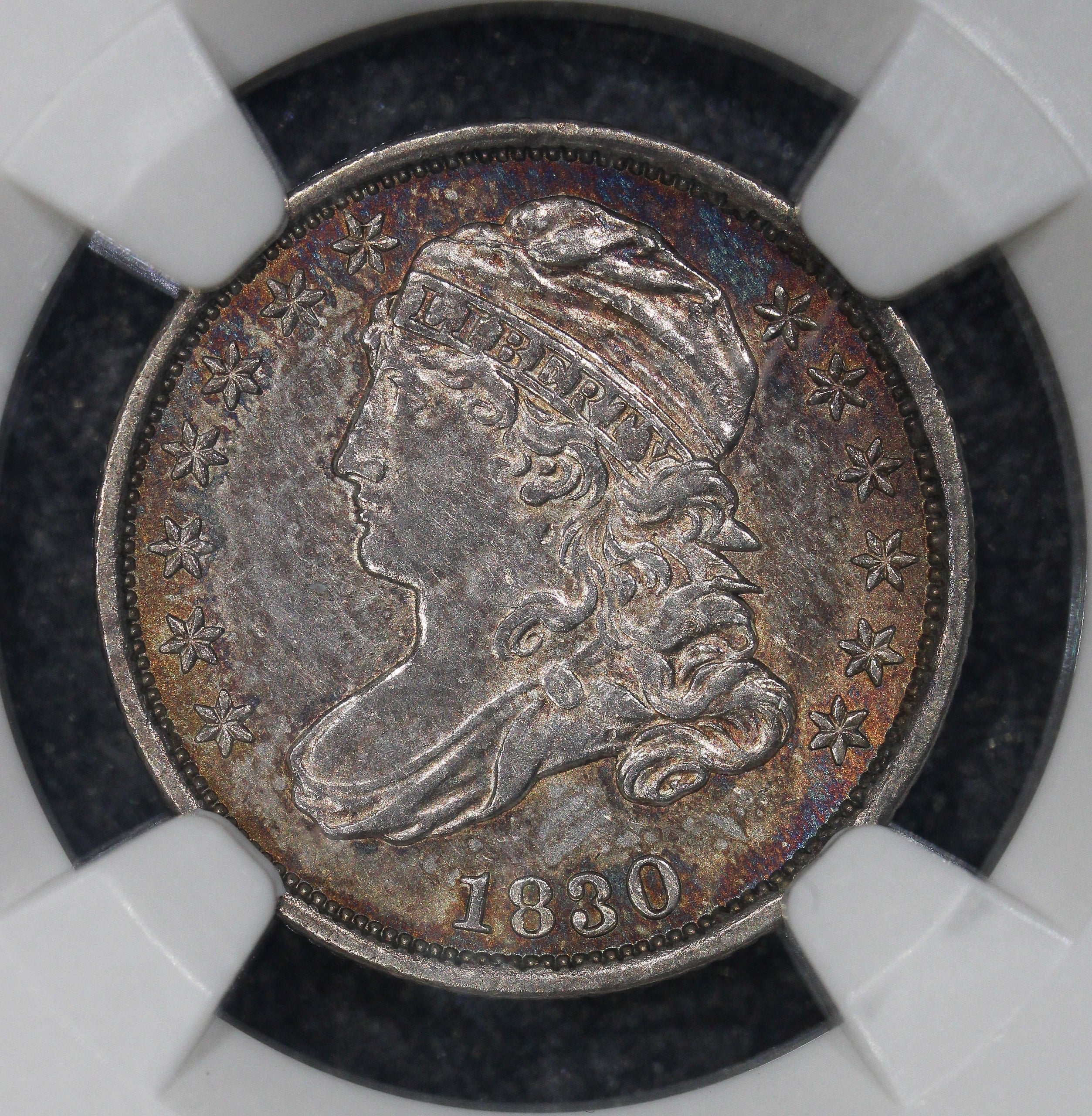 1830 (AU58) Capped Bust Dime (Medium 10c - JR-3) ~ Jules Reiver Collection ~ NGC