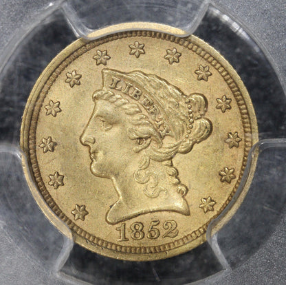 1852 (AU55 CAC) $2.50 Liberty Head Gold Quarter Eagle $2.5 PCGS