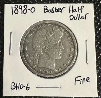 1898-O (F) Barber Half Dollar 50c Fine US Coin