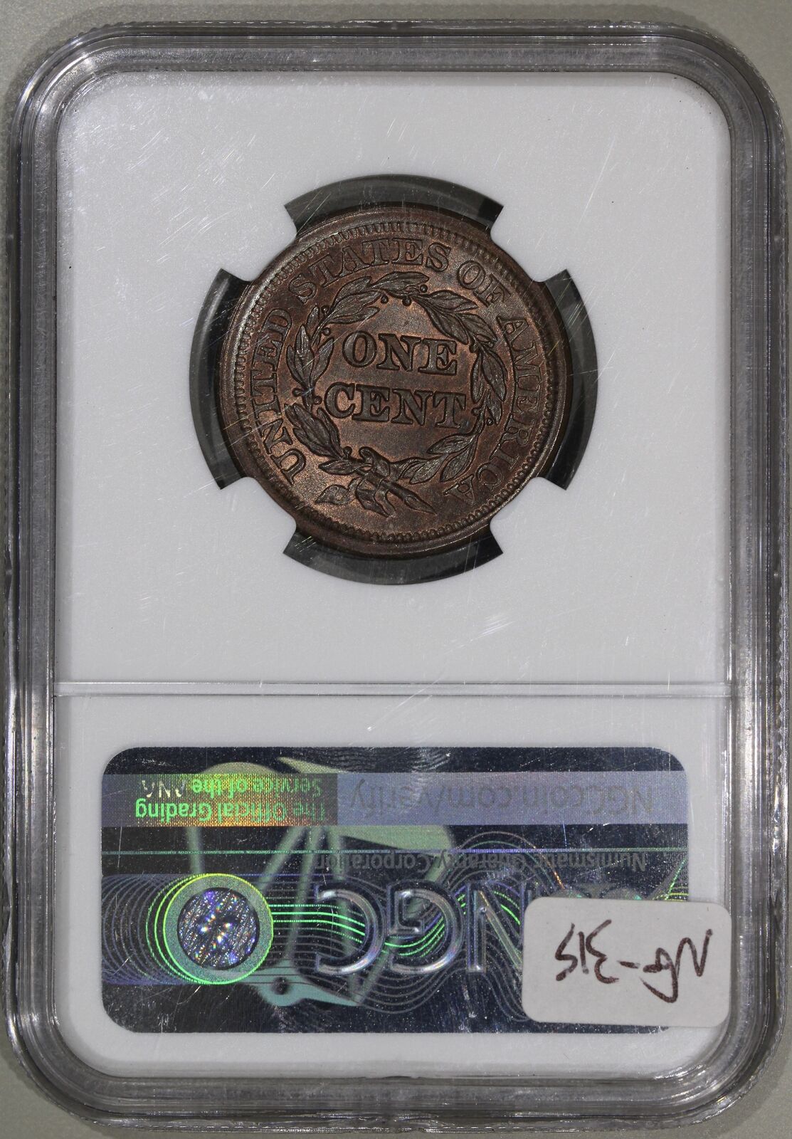 1851 (MS64 CAC RB) Braided Hair Large Cent 1c NGC Graded Coin - Red Brown