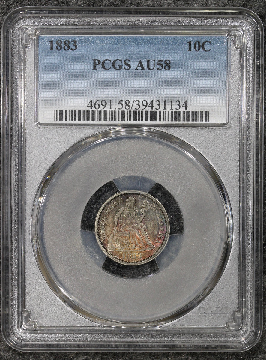 1883 (AU58) Seated Liberty Dime 10c Toned PCGS