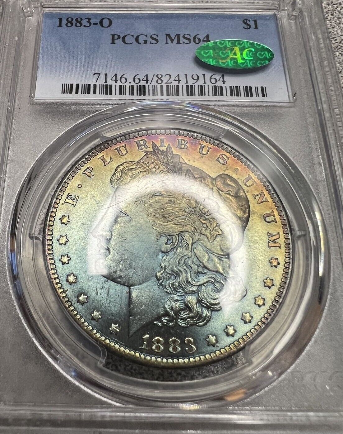 1883-O (MS64 CAC) Morgan Silver Dollar $1 Toned PCGS Graded Coin