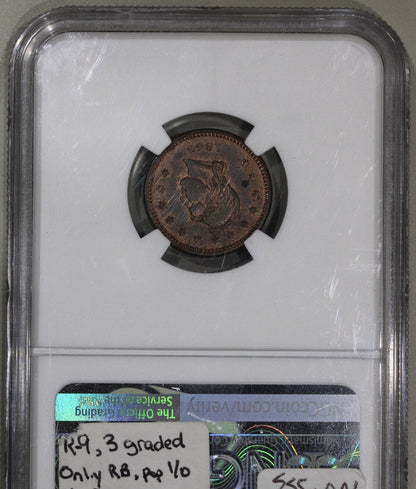 1863 (MS64 RB) Token F-835B-1a Copper PE J.H. Bristor OH, BN (Regular Strike)