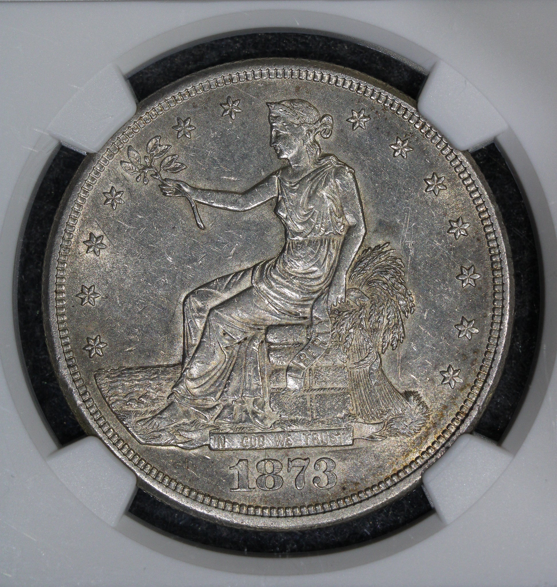 1873-CC (AU58) $1 Trade Silver Dollar NGC