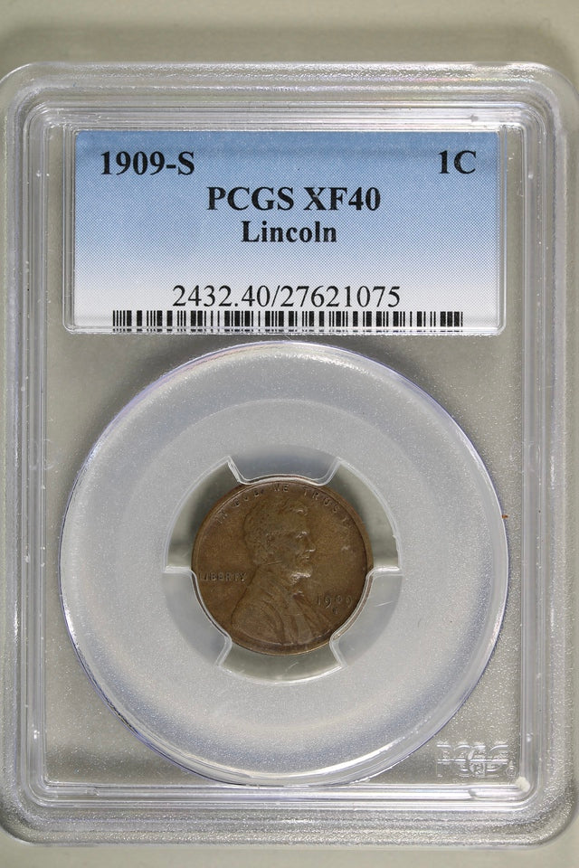 1909-S Lincoln Wheat Cent 1c PCGS XF40