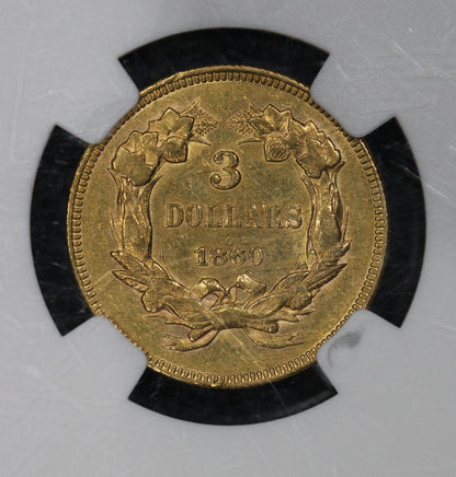 1860 (AU Details) $3 Indian Princess Three Dollar Gold Coin NGC