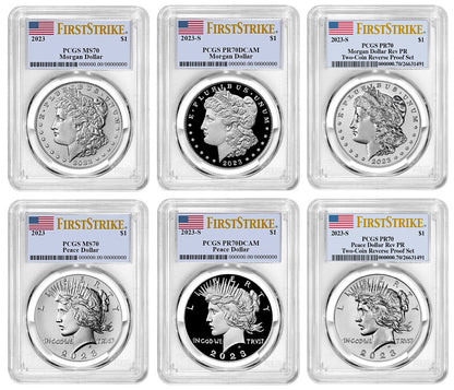 2023 (P, S) Six Coin Set $1 Morgan & Peace Silver Dollar FS PCGS