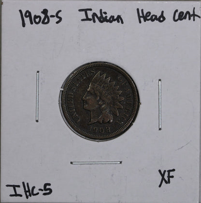 1908-S (VF) Indian Head Cent 1c Penny Raw