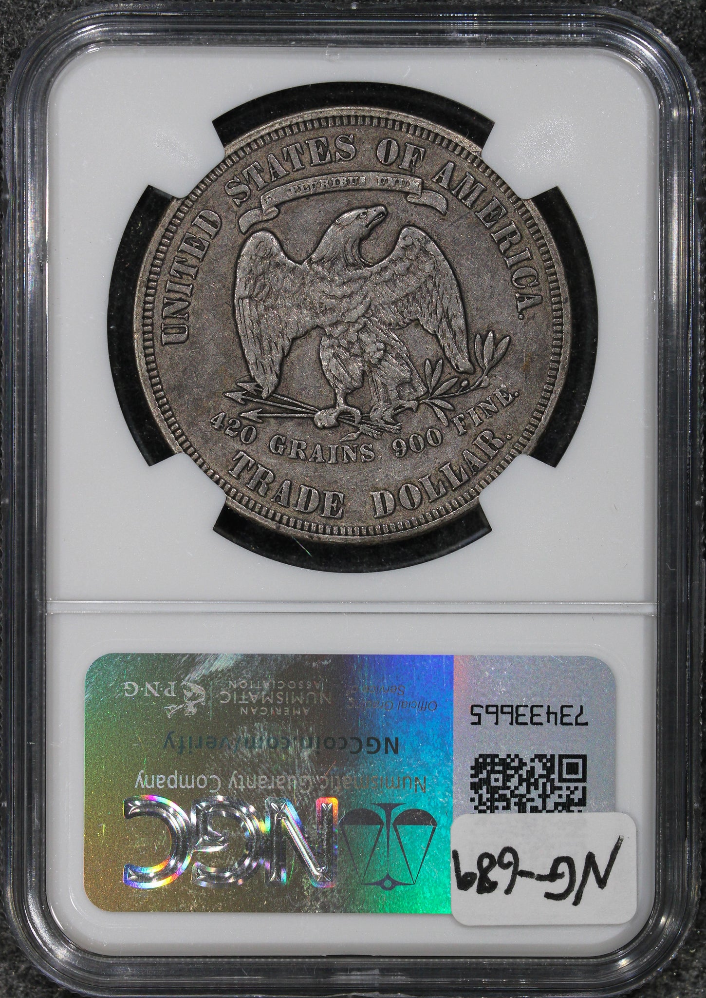 1877 (AU50) $1 Trade Silver Dollar NGC 1877-P Philadelphia