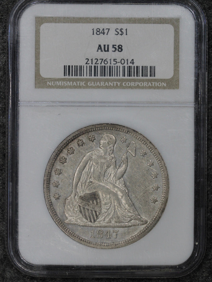 1847 (AU58) $1 Seated Liberty Silver Dollar NGC