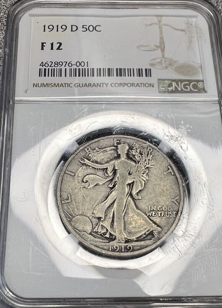 1919-D (F12) Walking Liberty Half Dollar 50c NGC Graded Coin