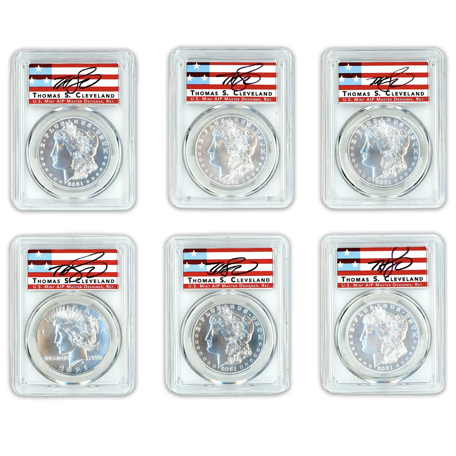 2021 (MS70) Morgan & Peace 6 Coin Set Advanced Release AR PCGS Thomas Cleveland