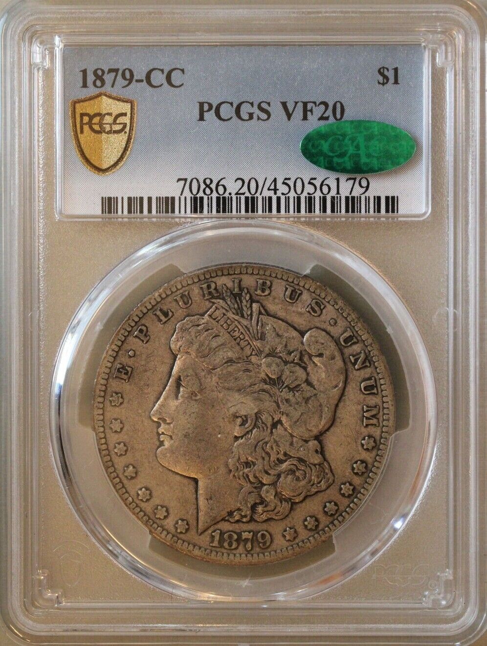 1879-CC (VF20 CAC) Morgan Silver Dollar $1 PCGS Graded Coin