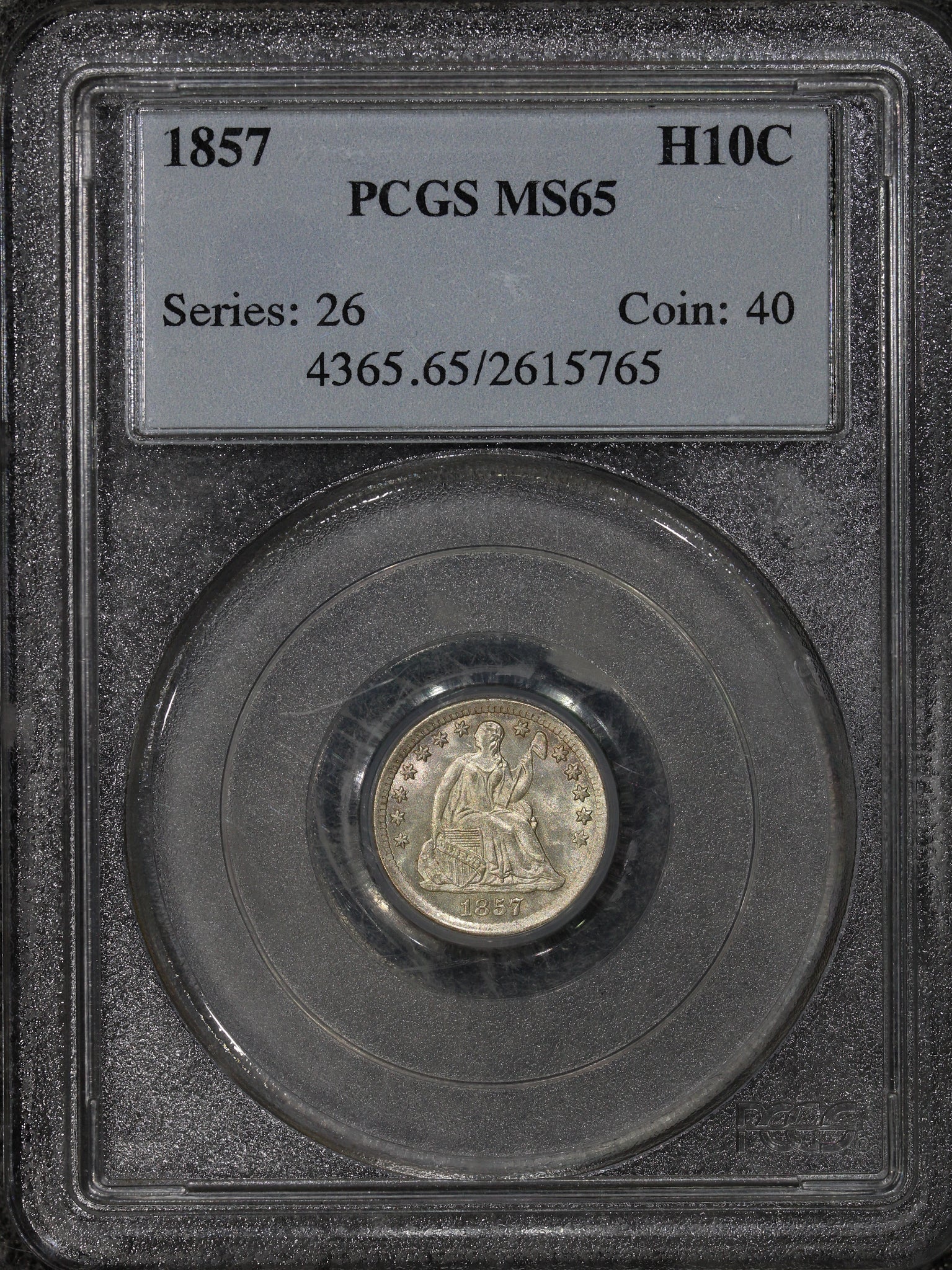 1857 (MS65) Seated Liberty Half Dime H10C PCGS