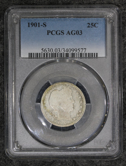 1901-S (AG3) Barber Quarter 25c PCGS