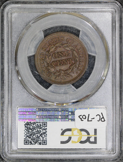 1853 (MS64 BN CAC) Braided Hair Large Cent Brown PCGS