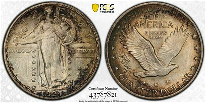 1924 (MS64) Standing Liberty Silver Quarter Toned PCGS Graded Coin 1924-P