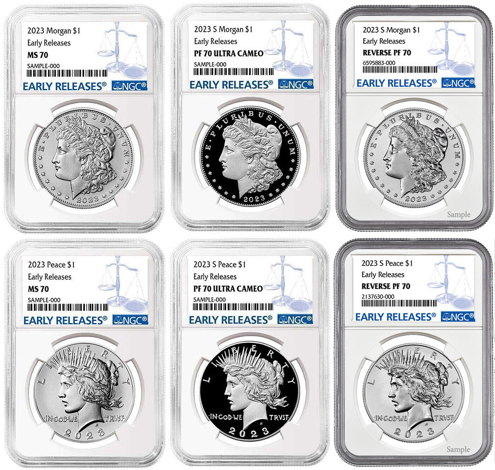 2023 (P, S) Six Coin Set $1 Morgan & Peace Early Releases NGC