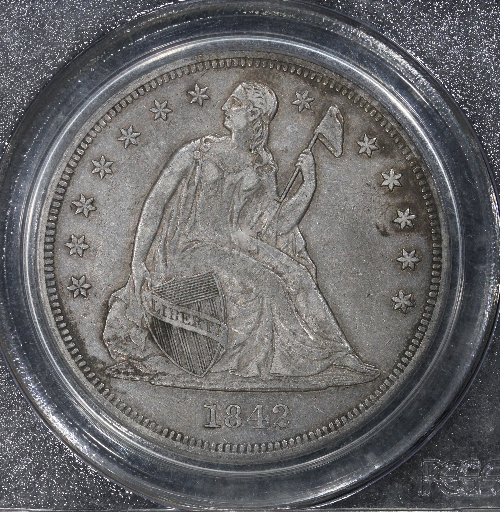 1842 (XF45 CAC) $1 Seated Liberty Silver Dollar PCGS