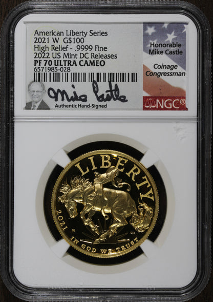 2021-W (PF70) $100 Gold Proof American Liberty High Relief 1 oz NGC - Bronco