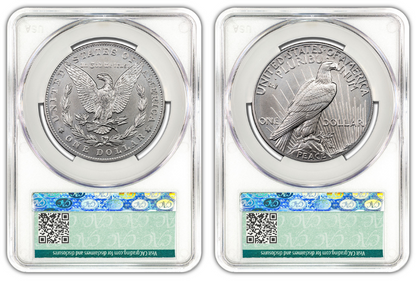 2024 (MS70) Morgan & Peace Silver Dollar (2 Coin) CACG Advanced Delivery AD CAC