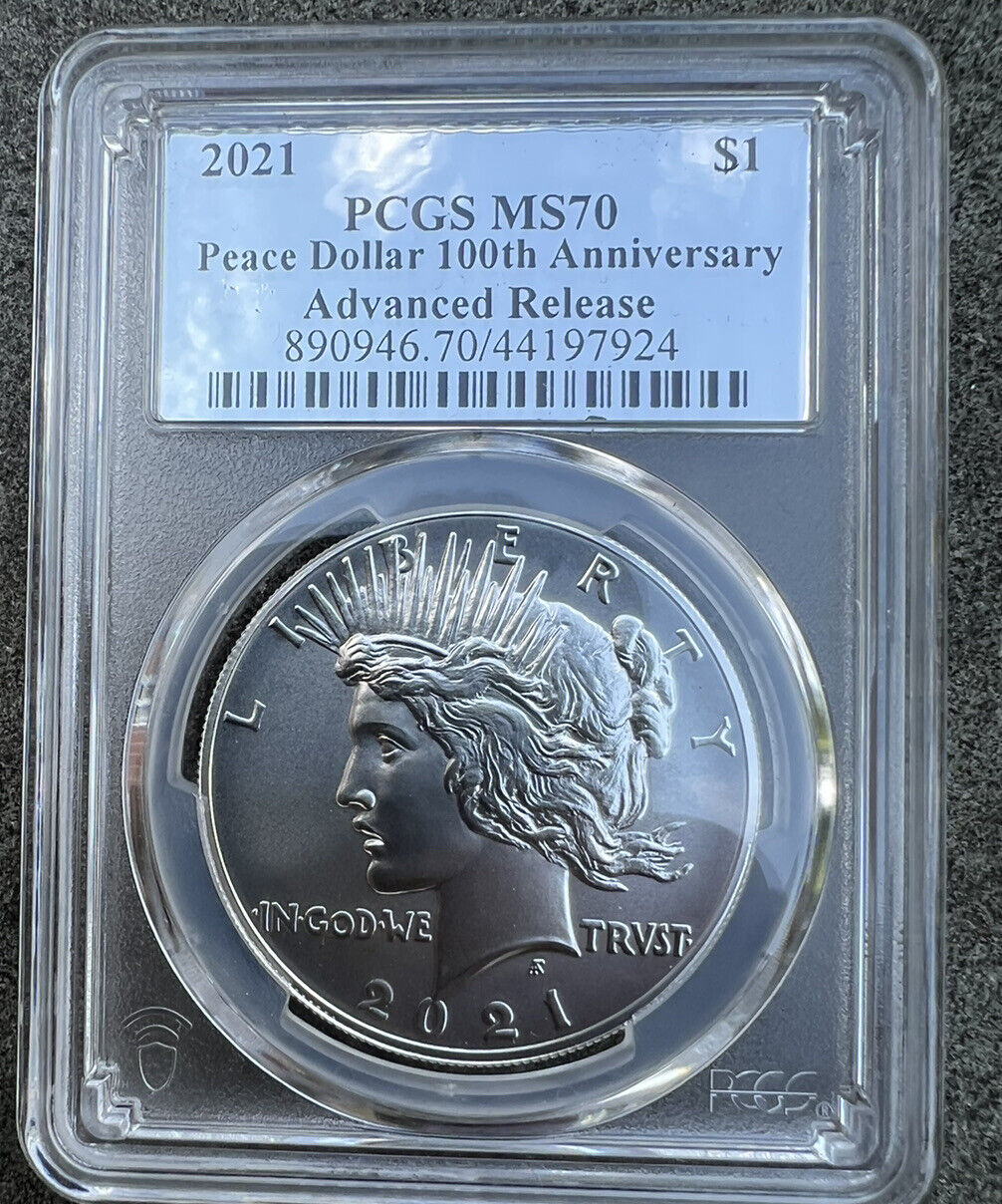 2021 (MS70) Peace Silver Dollar AR PCGS - Advanced Release - SILVER FOIL LABEL