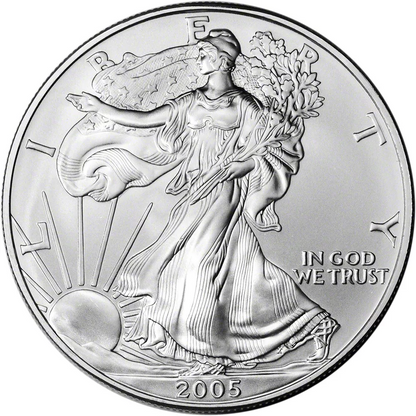 2005 American 1 oz Silver Eagle $1 - Roll of 20 BU Coins per Mint Tube