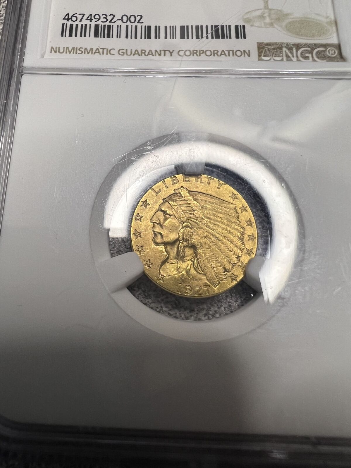 1927 (MS64+) $2.5 Indian Head Gold Quarter Eagle - NGC Graded $2.50