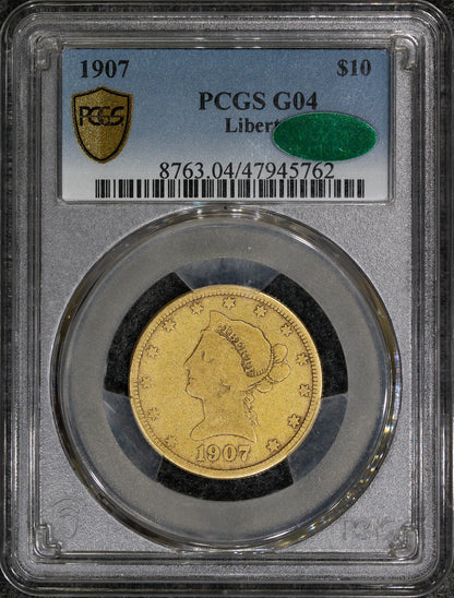 1907 (G4 CAC) $10 Liberty Head Gold Eagle PCGS