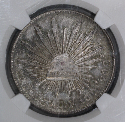 1857-Mo Mexico City Cap & Rays 8 Reales NGC MS62 Toned Silver Coin