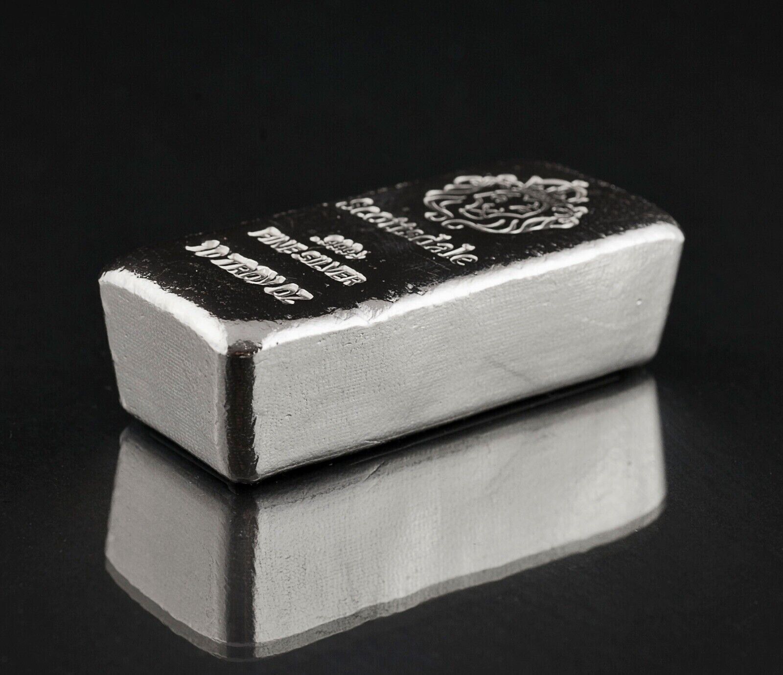 "Chunky" Scottsdale 10 oz Silver Bar by Scottsdale Mint Loaf Pour .999