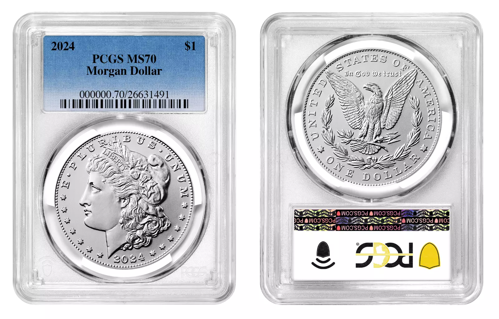 2024-P (MS70) Morgan & Peace Silver Dollar (2 Coin Set) PCGS Blue Label